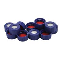 9 mm Screw Cap with Red/White, PTFE/Silicone Slit Seal, Certified (100/pk)